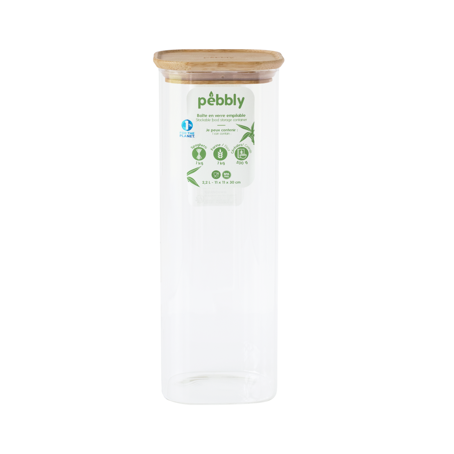 Stackable Glass Container with Bamboo Lid