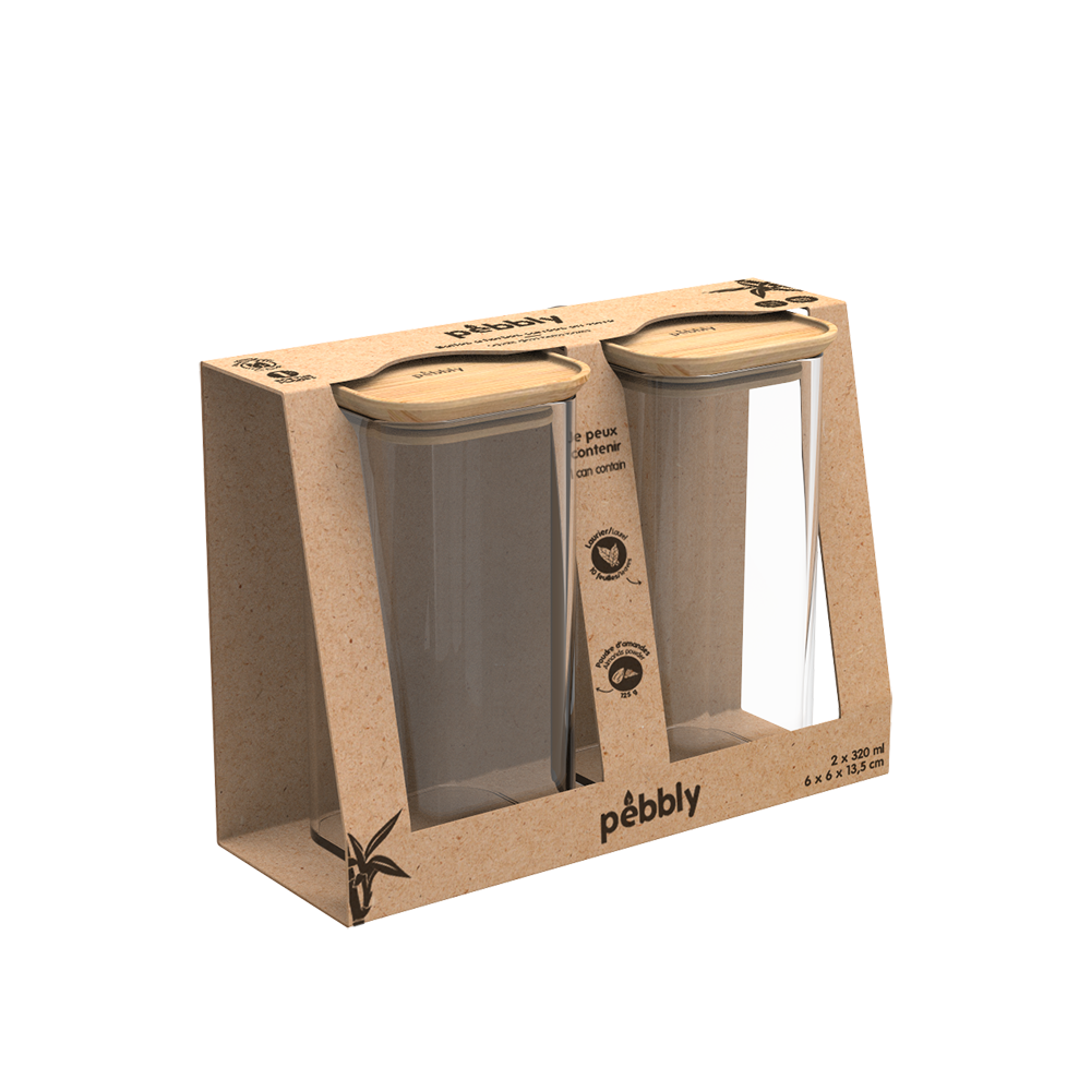 Stackable Glass Container with Bamboo Lid 2pack