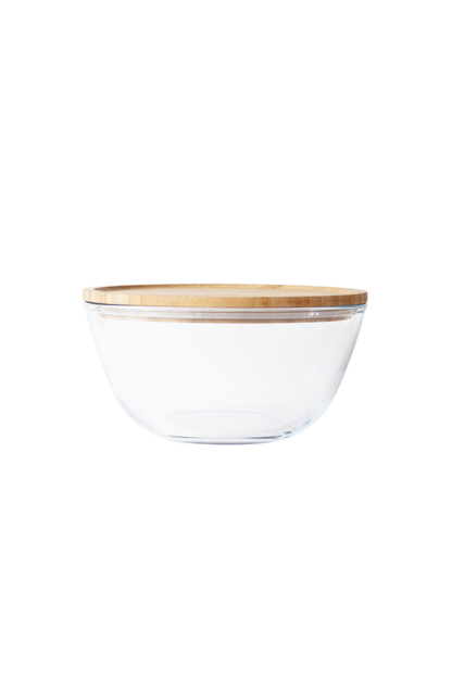 Glass Mixing Bowl with Bamboo Lid