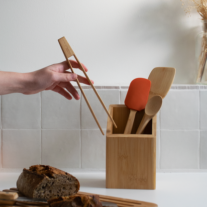 Magnetic Bamboo Toast Tong - Red