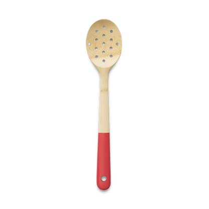 Bamboo Slotted Spoon - Red