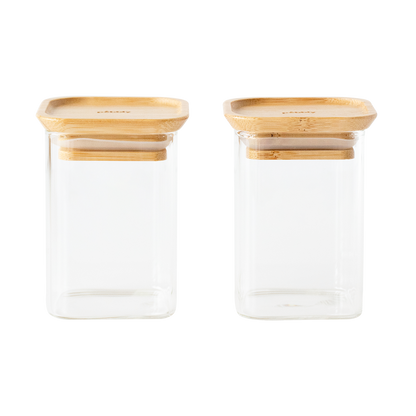 Stackable Glass Container with Bamboo Lid 2pack