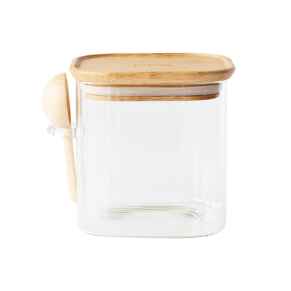 Glass Storage Canister with Bamboo Lid & Measuring Spoon