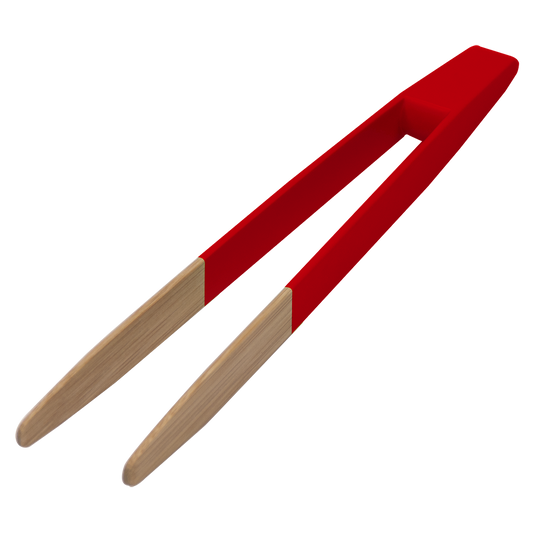 Magnetic Bamboo Toast Tong - Red